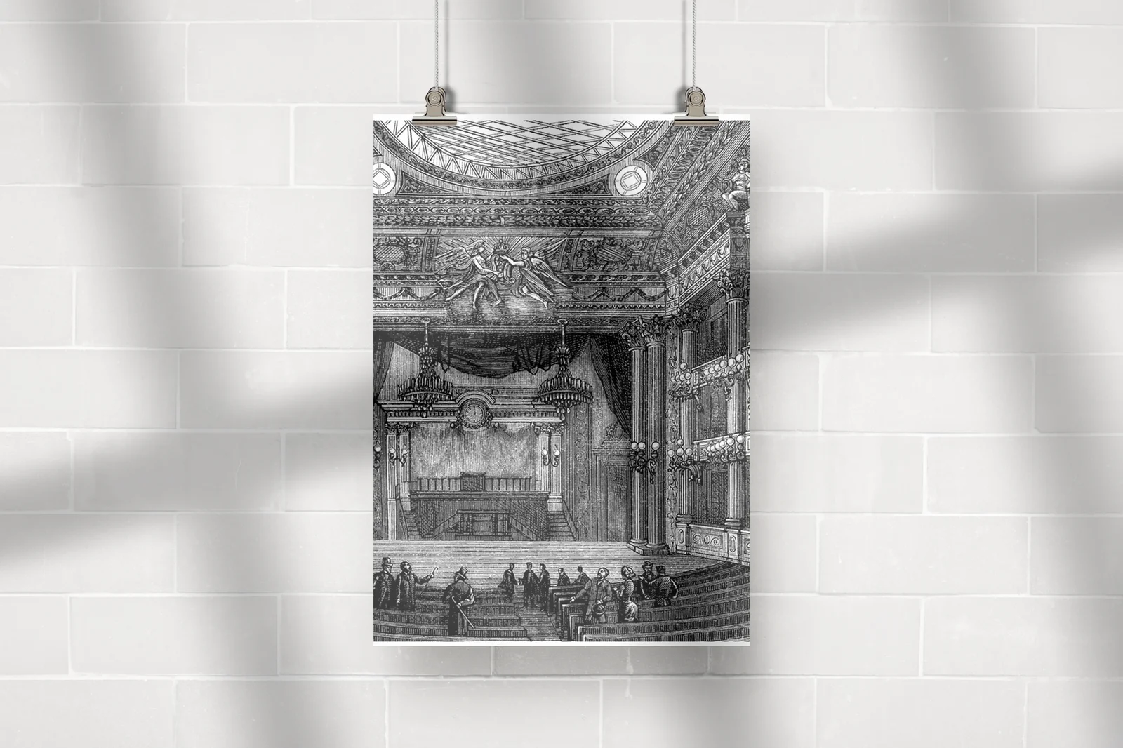 Wielka scena teatru w eleganckiej monochromii