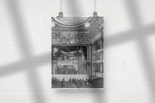 Wielka scena teatru w eleganckiej monochromii