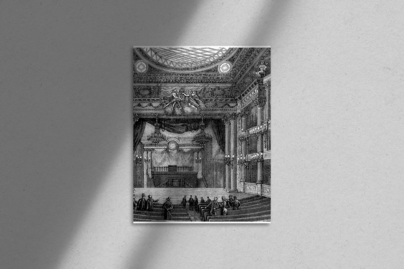 Wielka scena teatru w eleganckiej monochromii