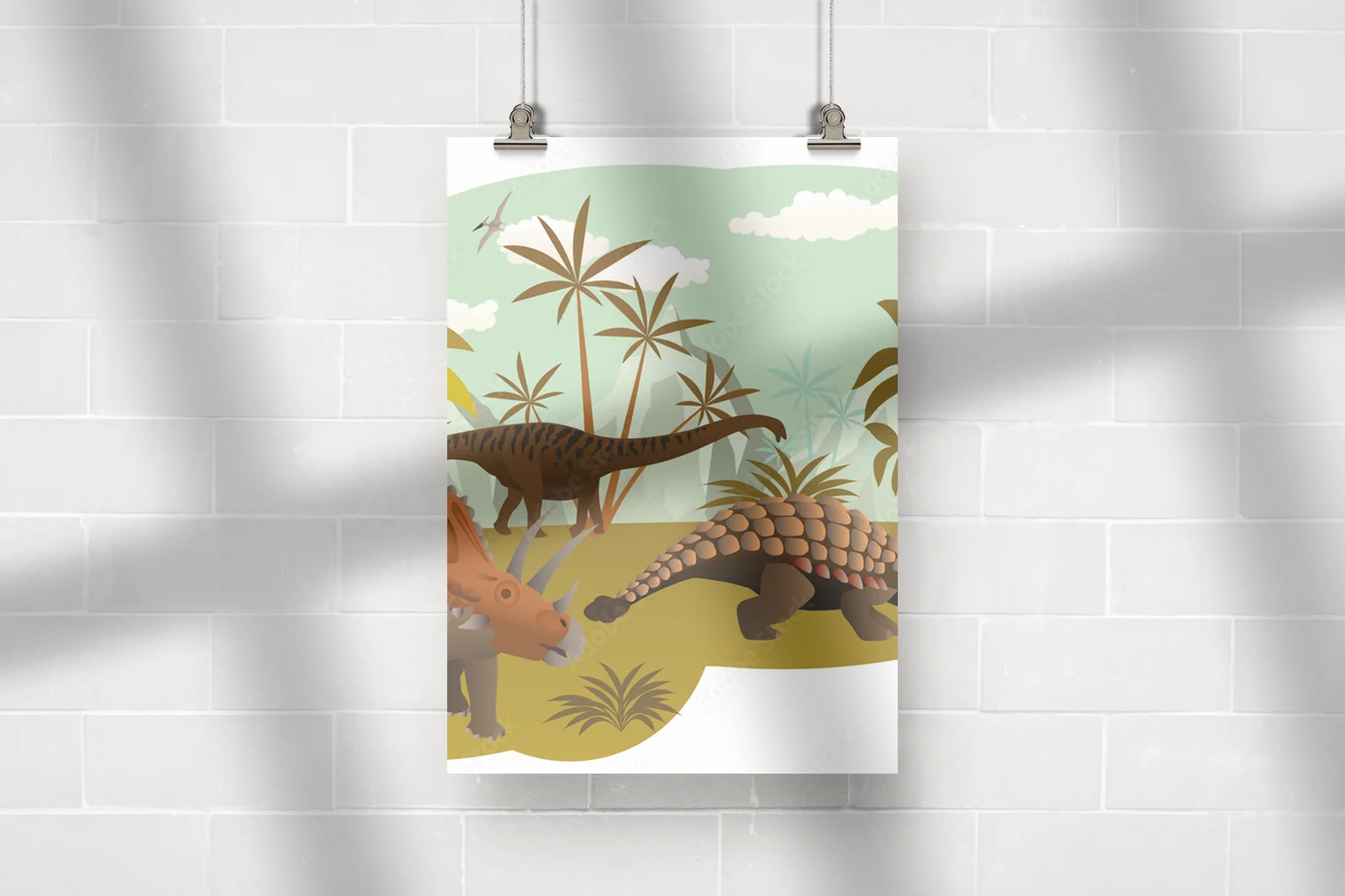 Zaczarowany świat dinozaurów w pastelowych kolorach