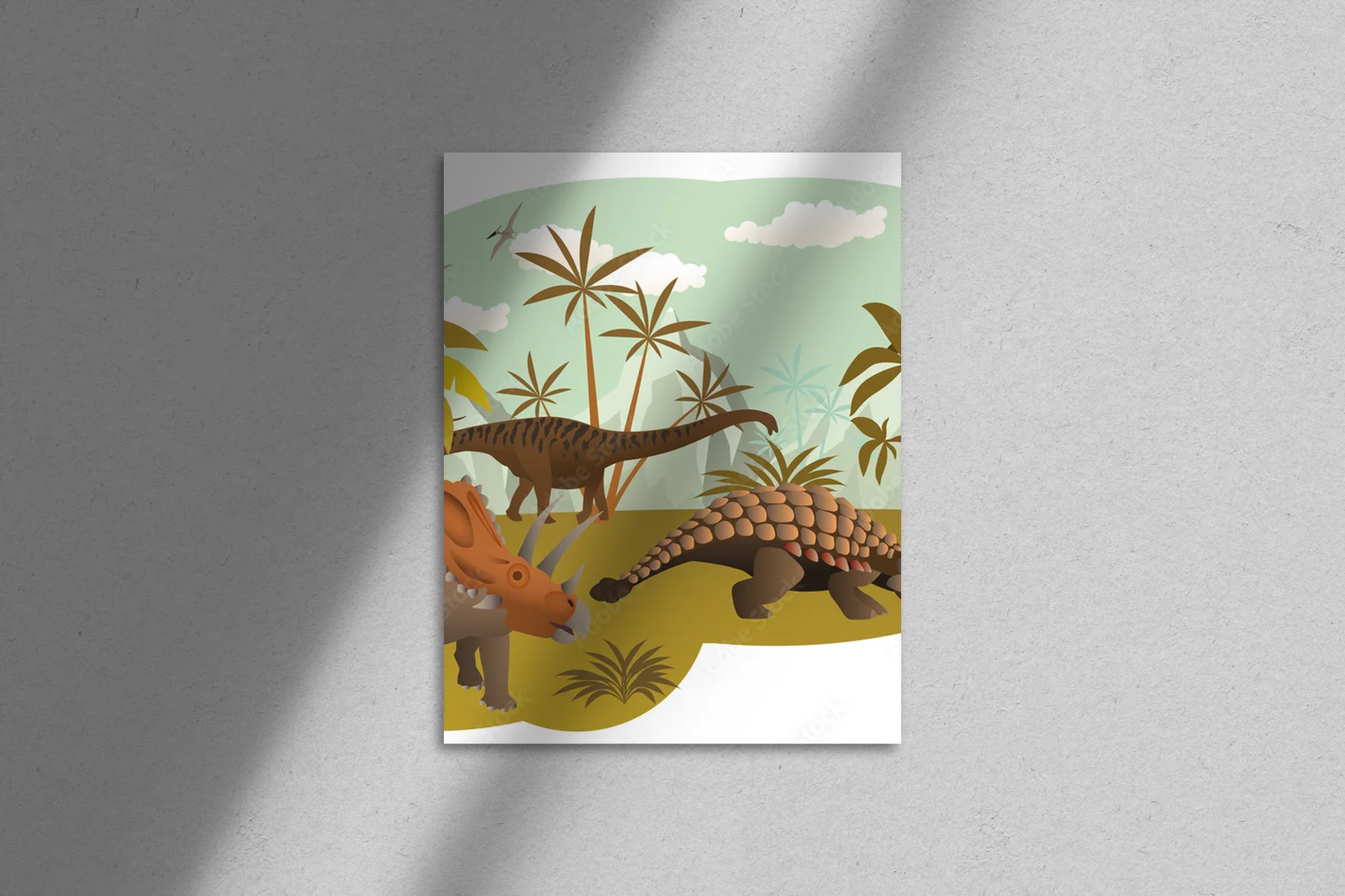 Zaczarowany świat dinozaurów w pastelowych kolorach