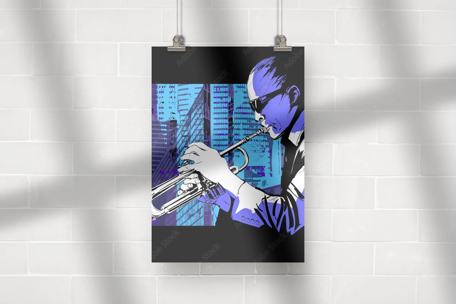 Jazzowy trębacz na tle tętniącego życiem miasta