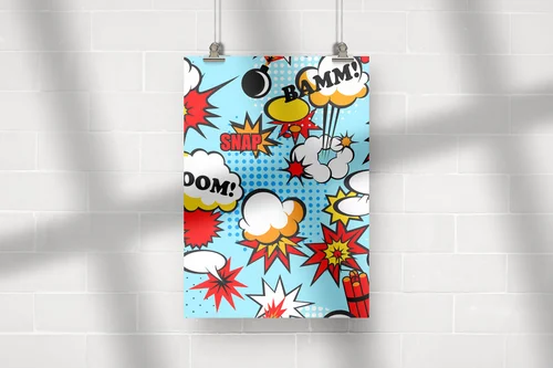 Słoneczny pop art w niebieskich odcieniach