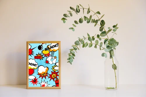 Słoneczny pop art w niebieskich odcieniach