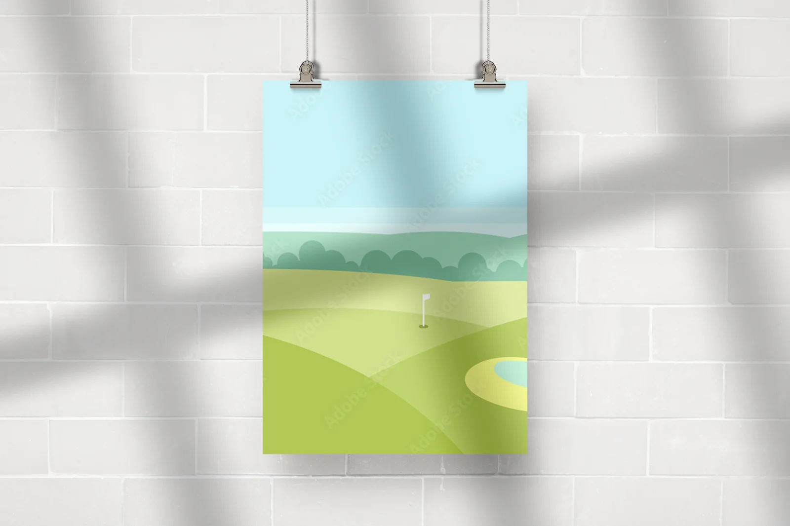 Zachwycający golfowy krajobraz w pastelowych tonach