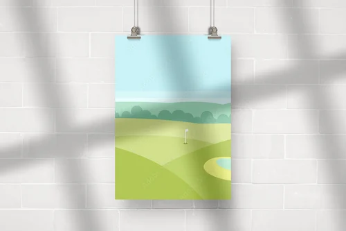 Zachwycający golfowy krajobraz w pastelowych tonach