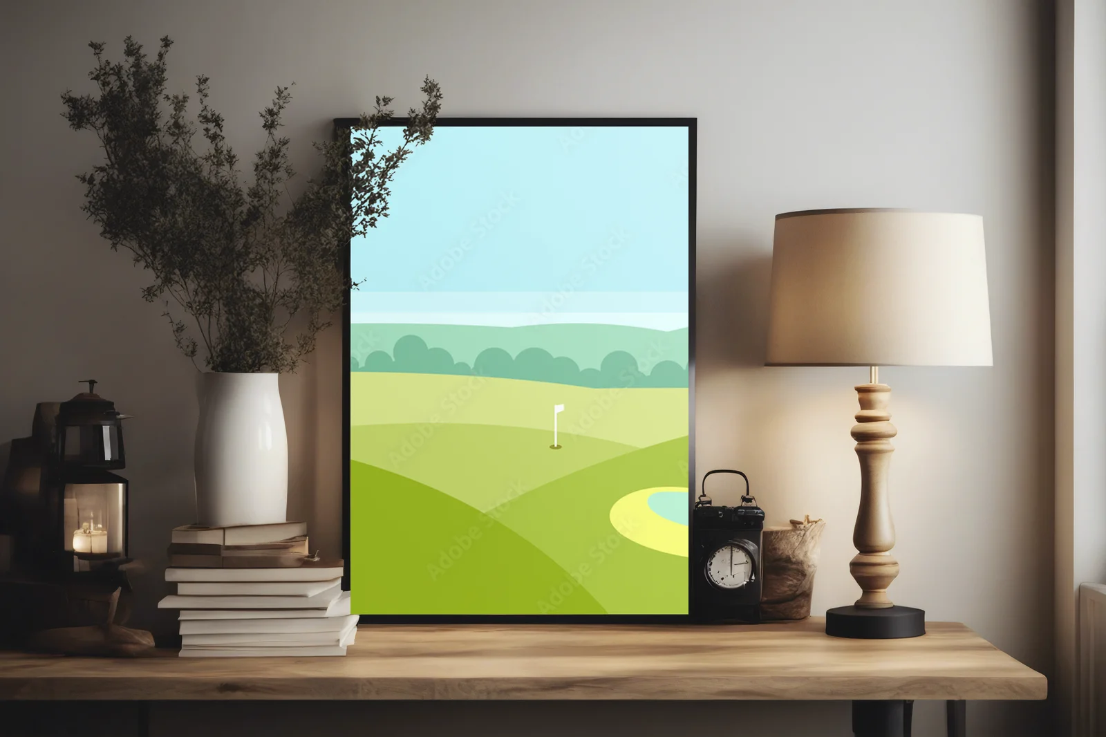 Zachwycający golfowy krajobraz w pastelowych tonach