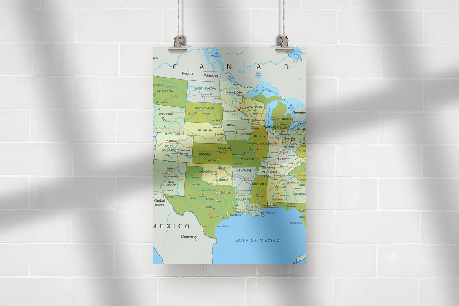 Niezwykła mapa polityczna USA w pastelowych barwach