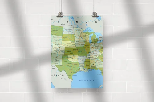 Niezwykła mapa polityczna USA w pastelowych barwach
