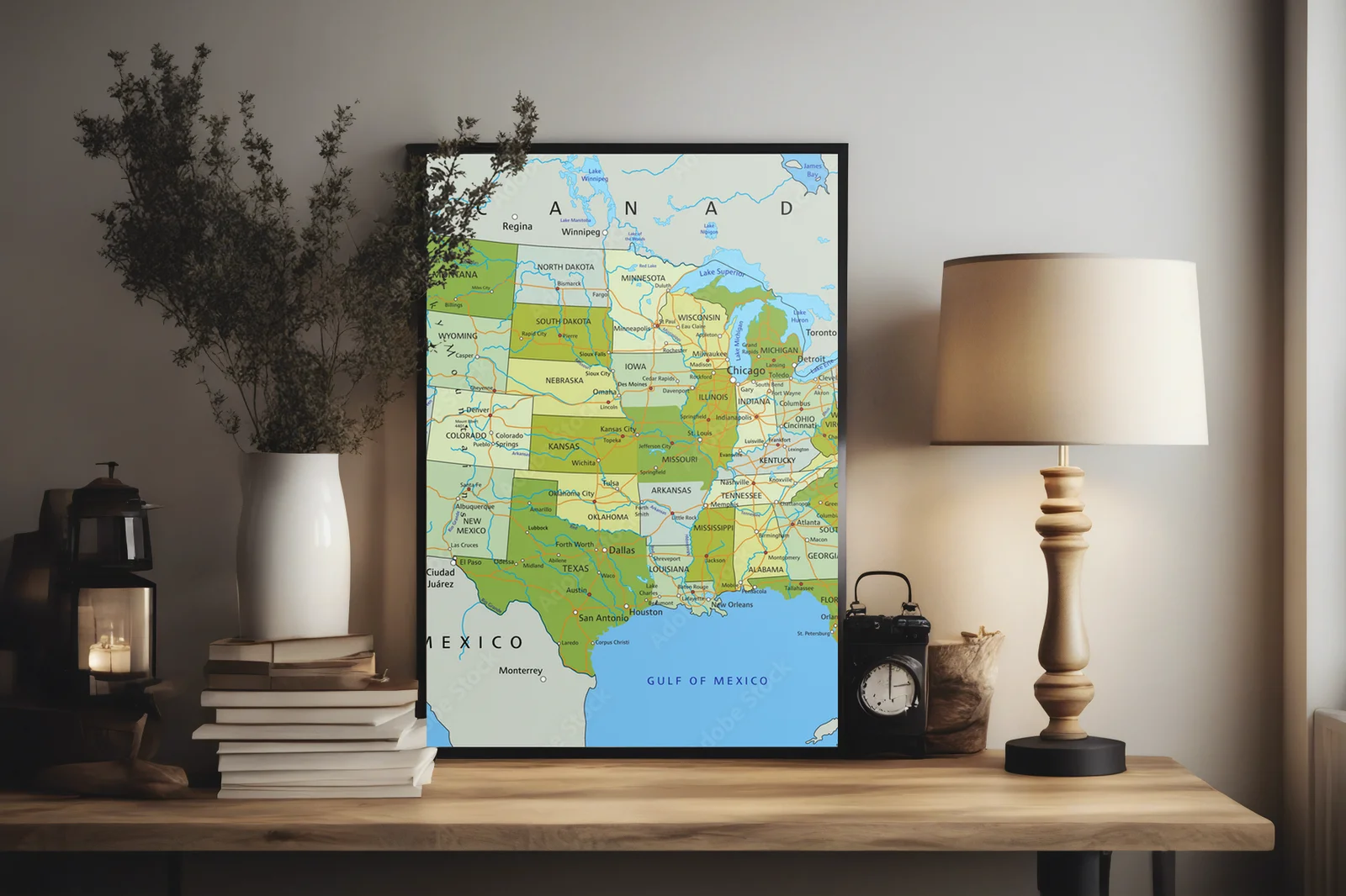 Niezwykła mapa polityczna USA w pastelowych barwach