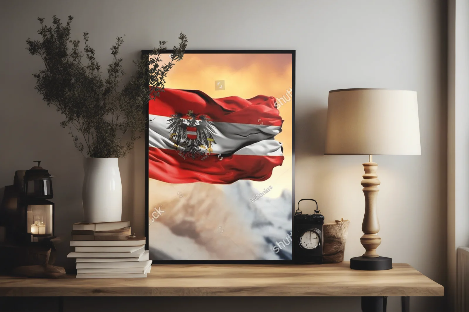 Słoneczne uniesienia z flagą Austrii w tle