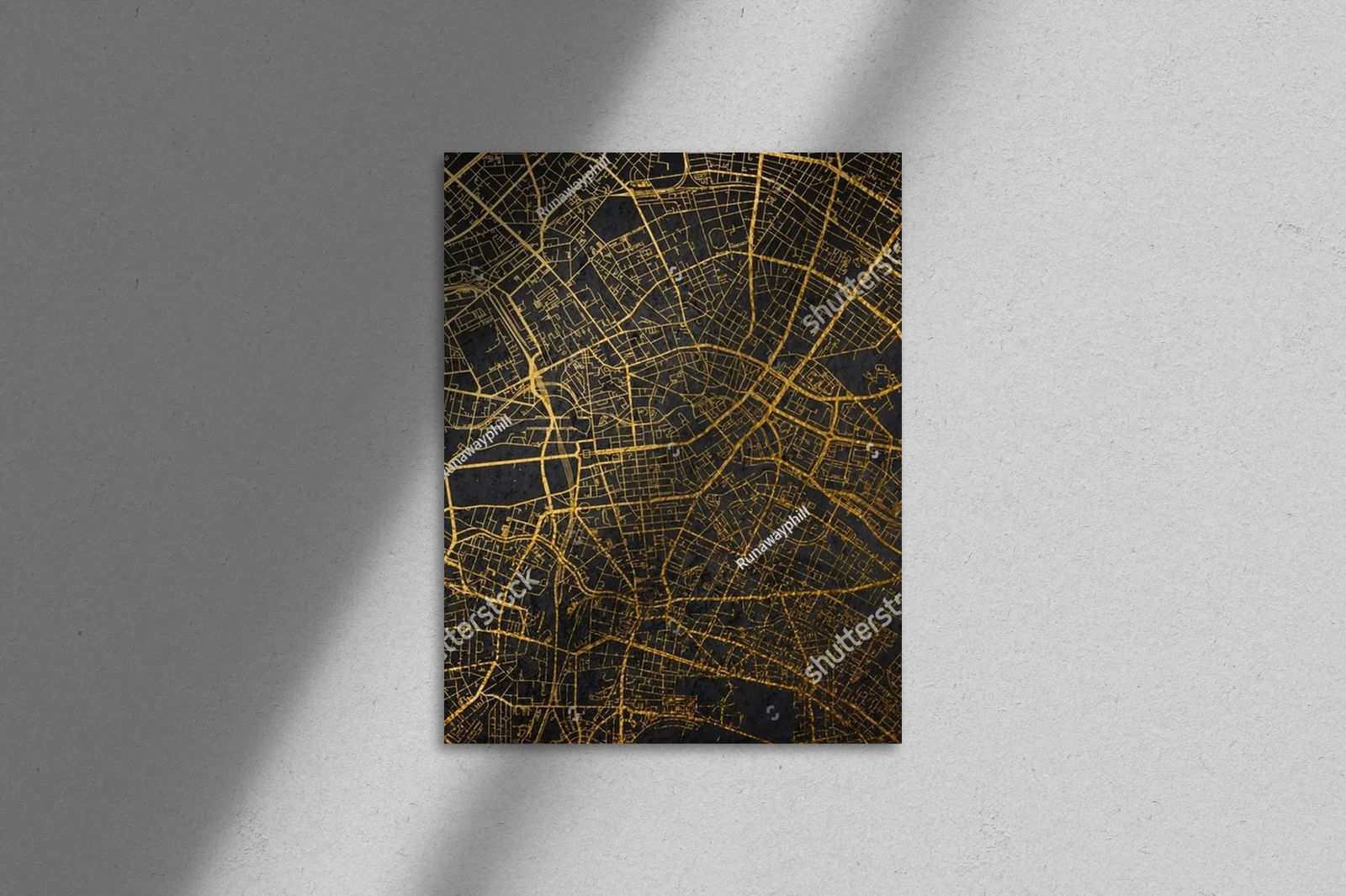 Złota mapa Hamburg w eleganckim stylu