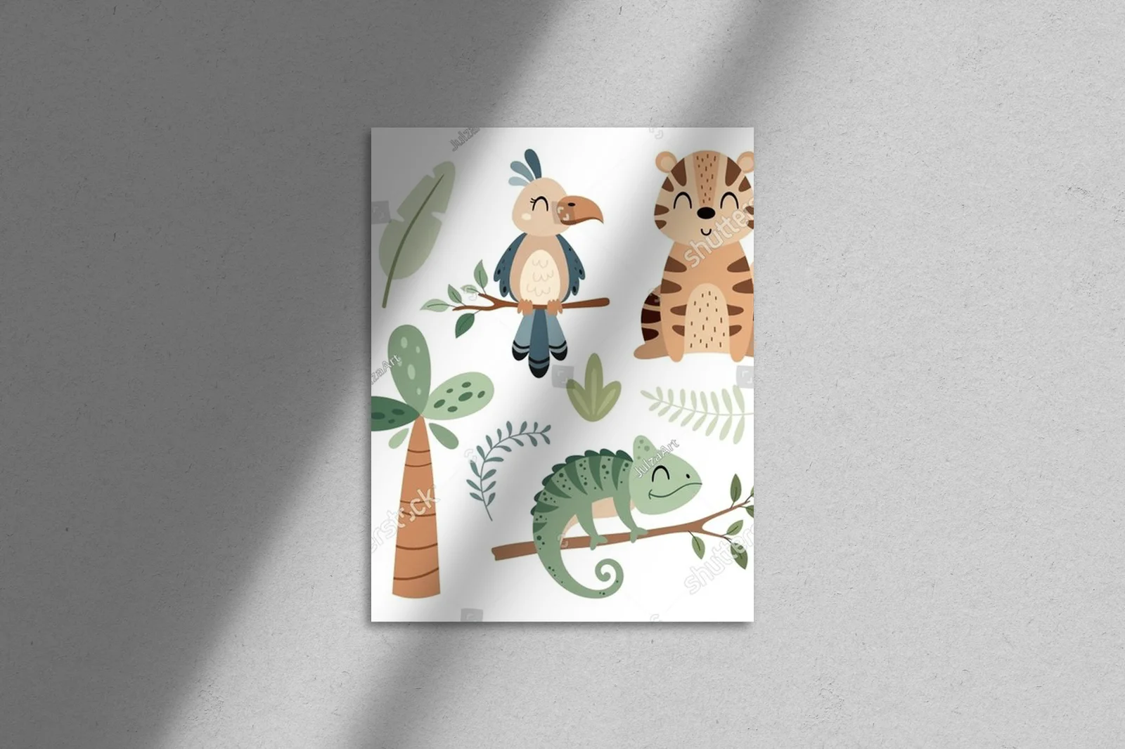 Urocze jungle stwory w pastelowych odcieniach