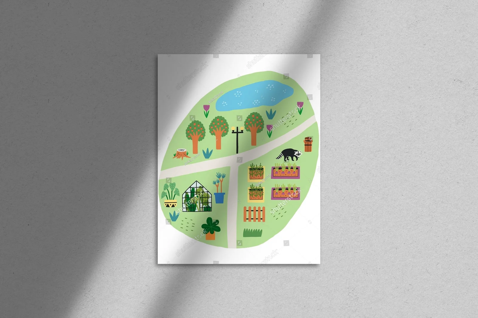 Mini mapa naturalnych ogrodów w pastelowych tonacjach