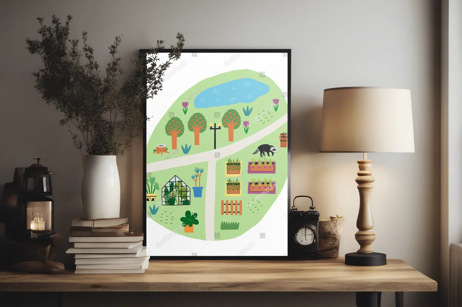 Mini mapa naturalnych ogrodów w pastelowych tonacjach