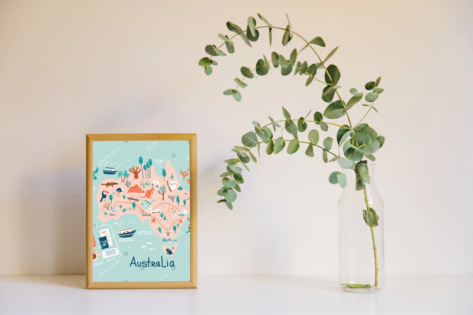 Szalona mapa Australii w pastelowych barwach
