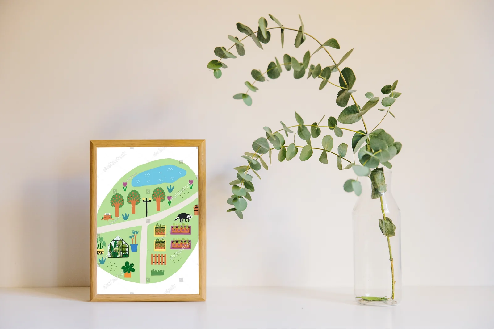 Mini mapa naturalnych ogrodów w pastelowych tonacjach