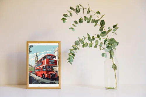 Zimowa panorama Londynu w retro stylu
