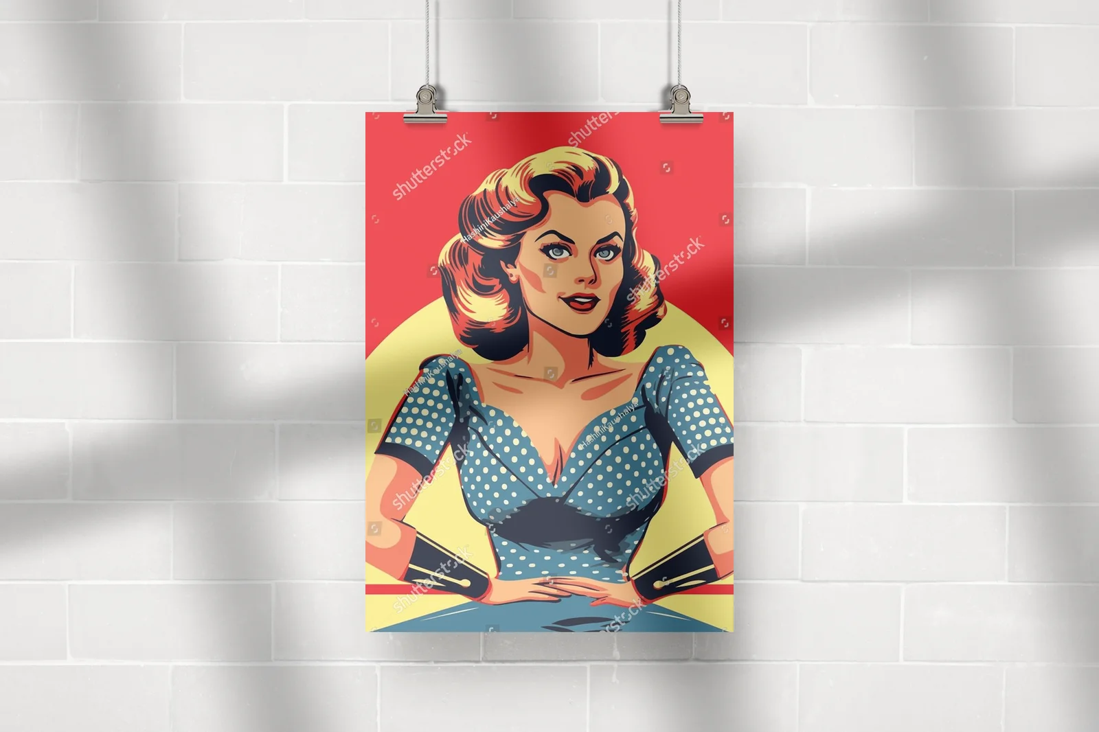 Kobieta w pop-artowym stylu i kolorach retro
