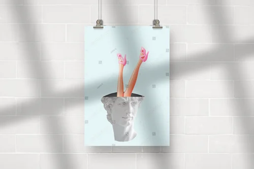 Surrealistyczna kompozycja z głową Dawida