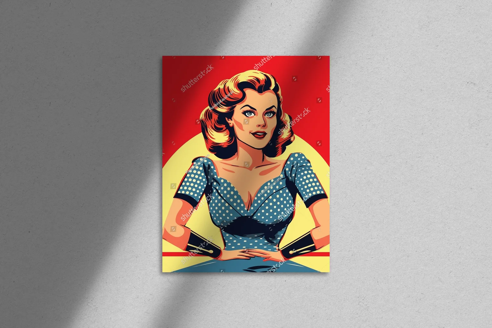 Kobieta w pop-artowym stylu i kolorach retro