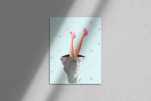 Surrealistyczna kompozycja z głową Dawida