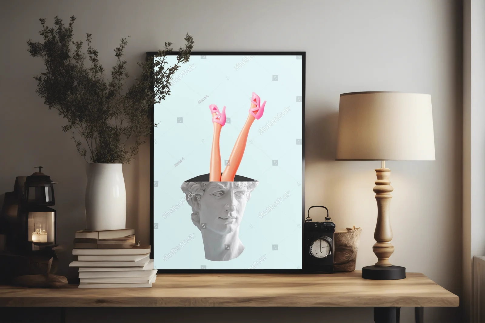 Surrealistyczna kompozycja z głową Dawida