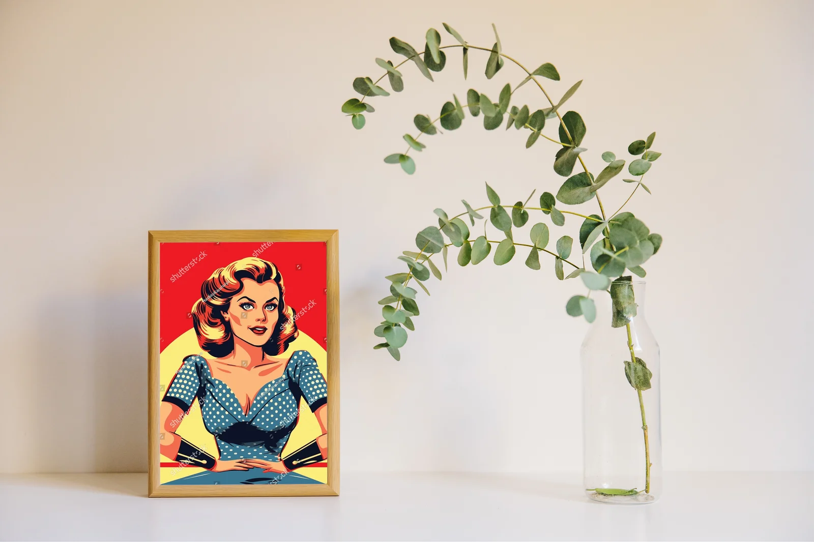 Kobieta w pop-artowym stylu i kolorach retro