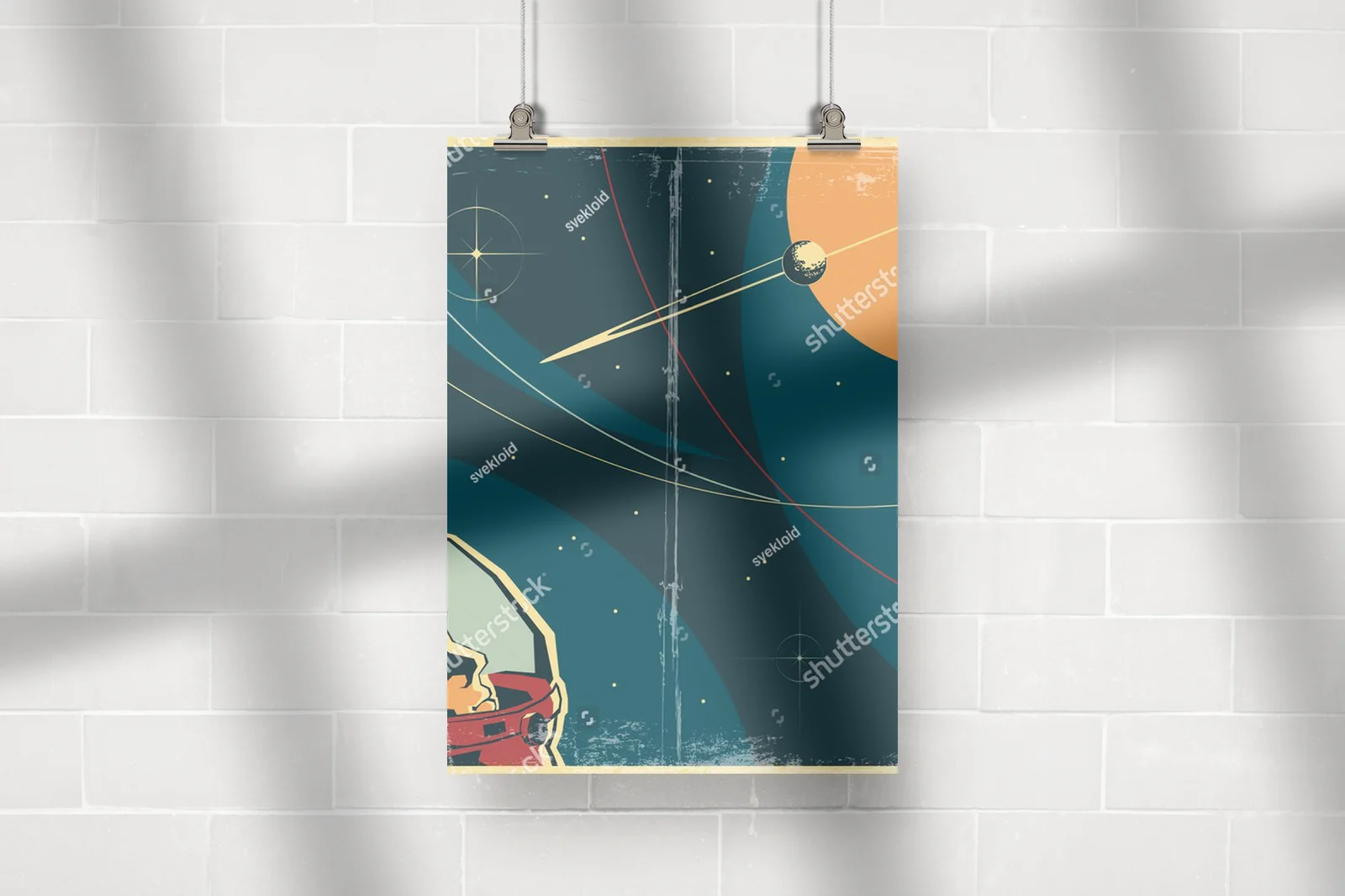Retro kosmiczny plakat w stylu radzieckim