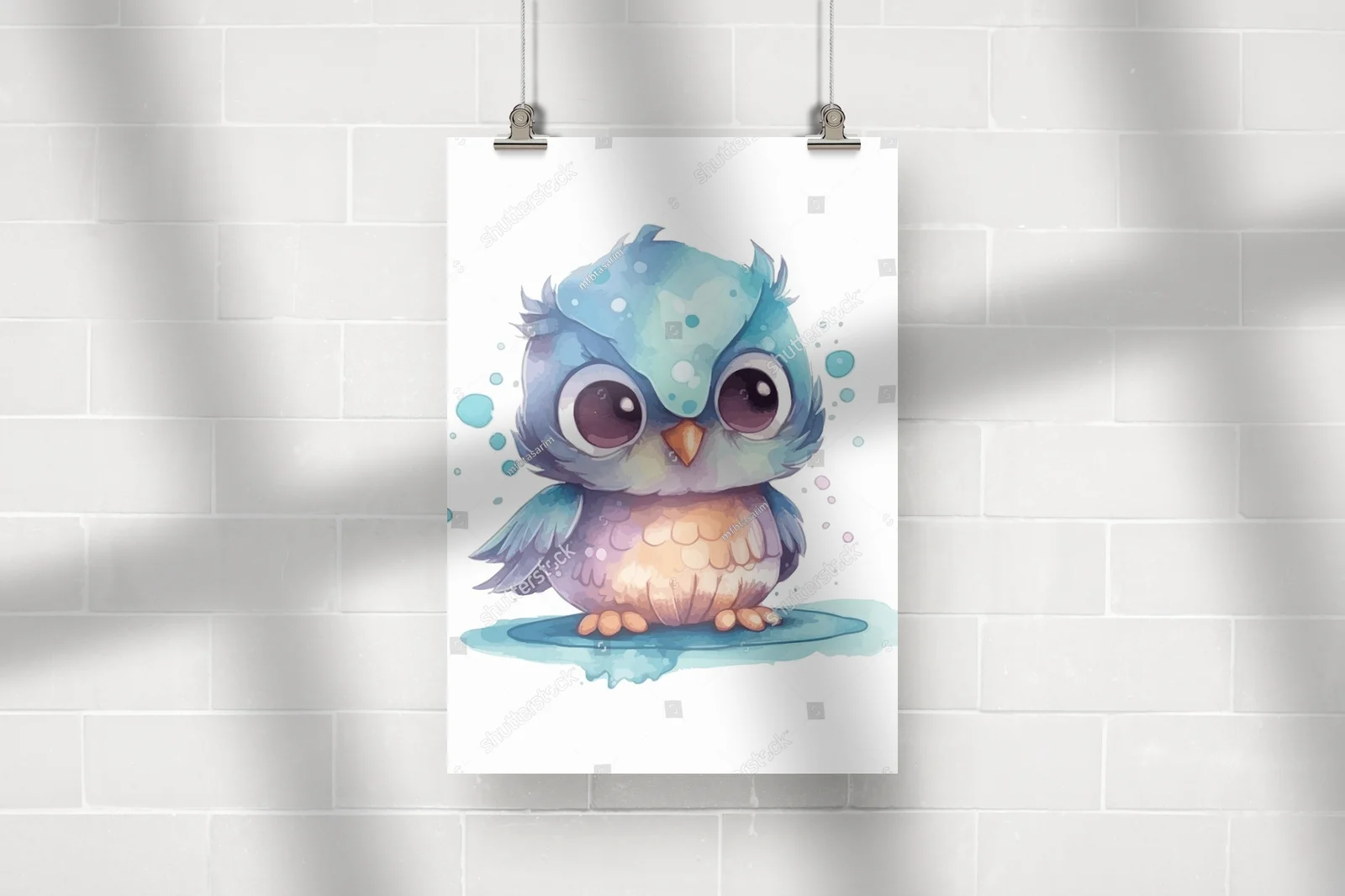 Urokliwe ilustracje z kawaii sową w pastelowych tonach