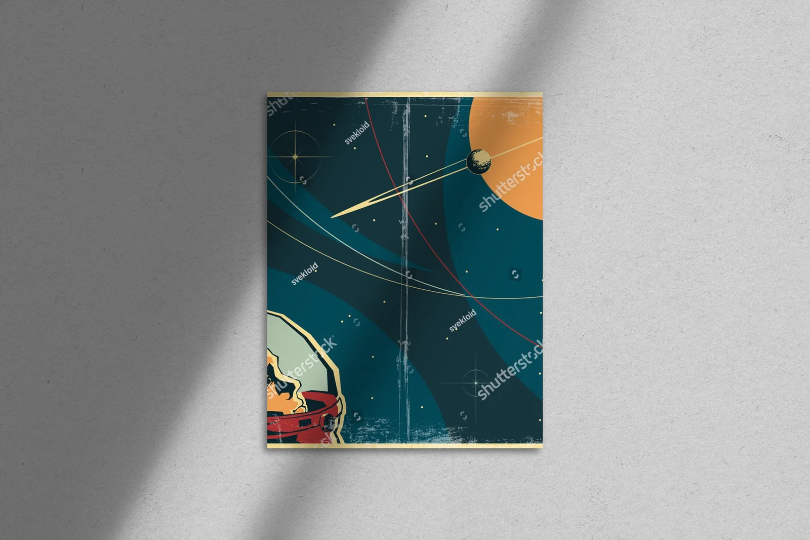 Retro kosmiczny plakat w stylu radzieckim