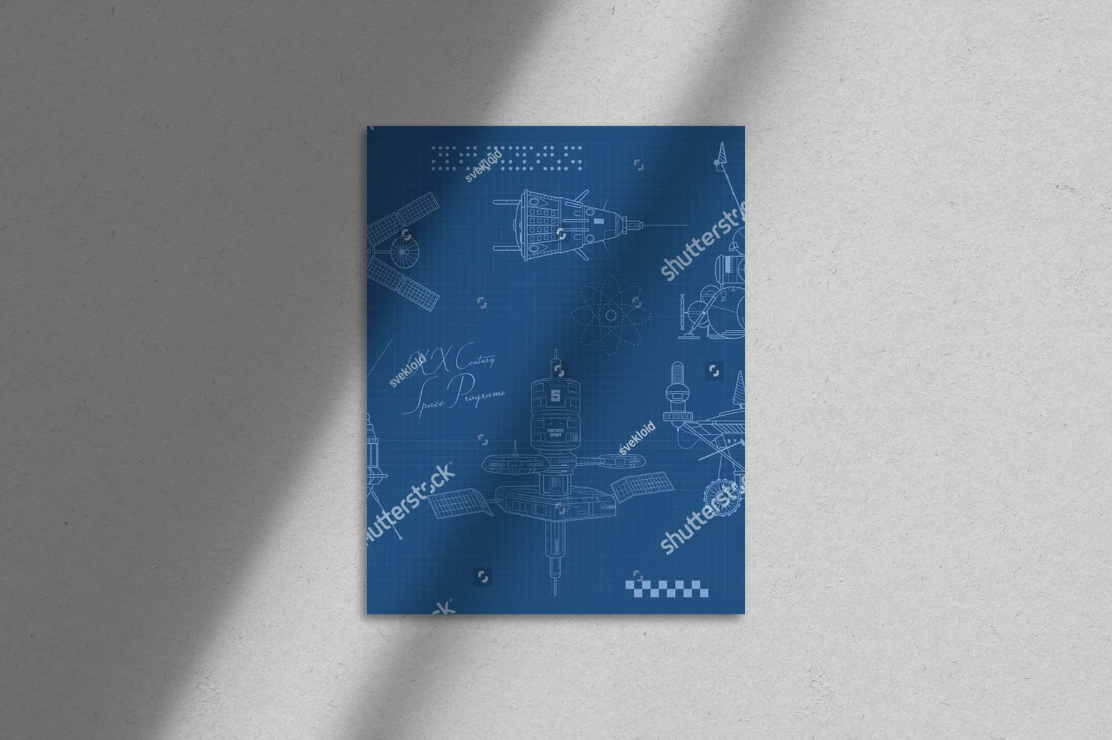 Retro kompozycja z rysunkami statków kosmicznych