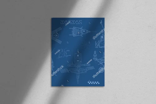 Retro kompozycja z rysunkami statków kosmicznych