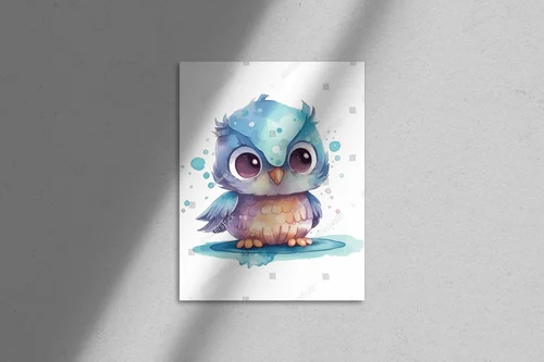 Urokliwe ilustracje z kawaii sową w pastelowych tonach