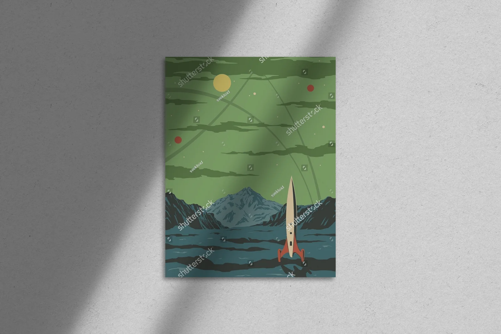 Kosmiczna ilustracja w retro-futurystycznym stylu