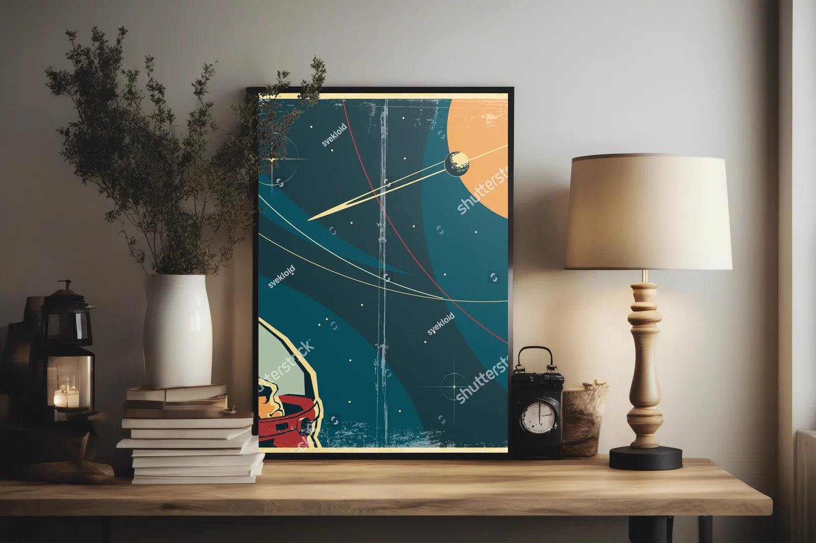 Retro kosmiczny plakat w stylu radzieckim