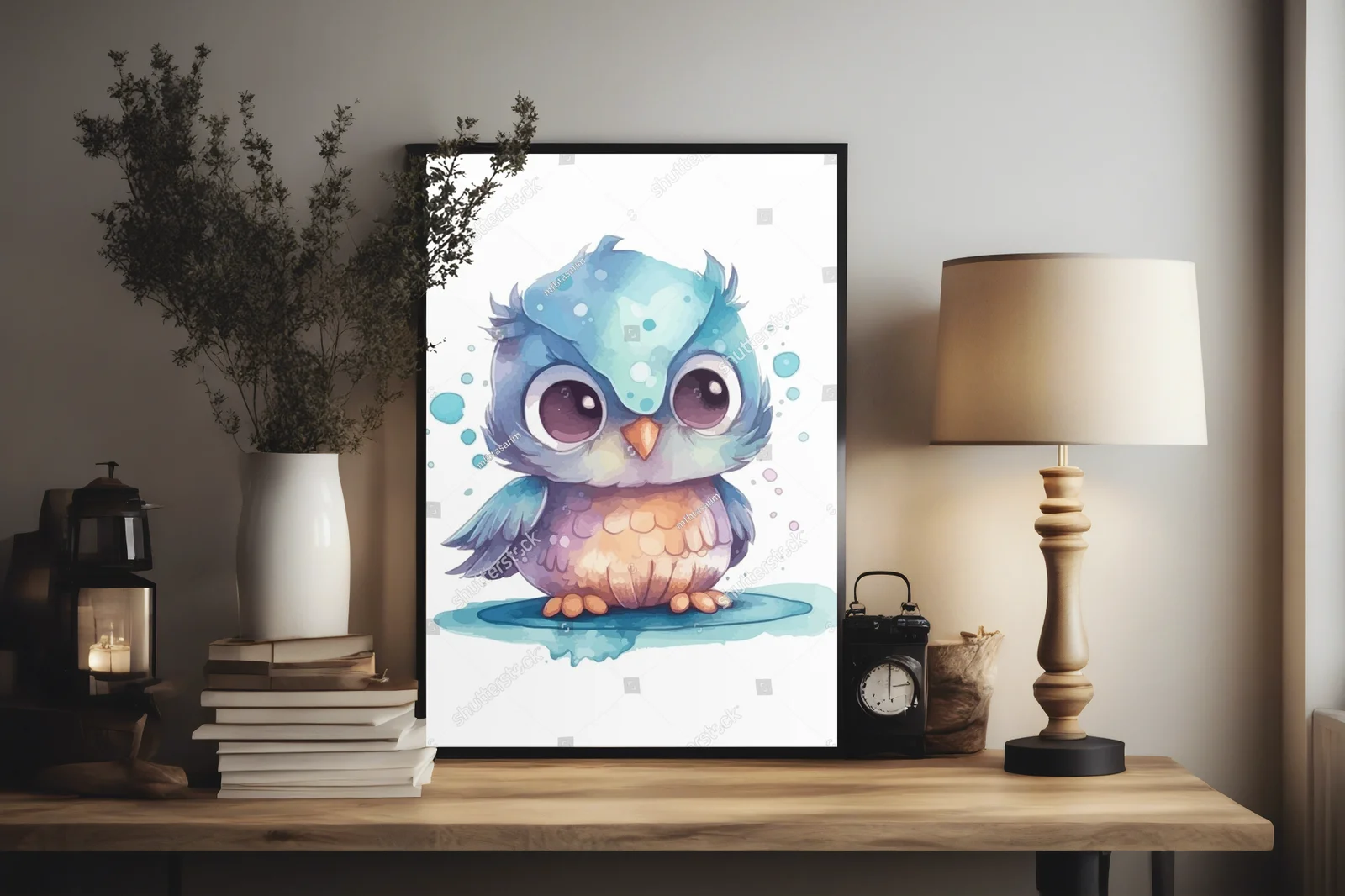 Urokliwe ilustracje z kawaii sową w pastelowych tonach