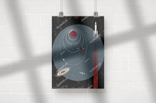 Retro futurystyczna ilustracja w stylu mid-century