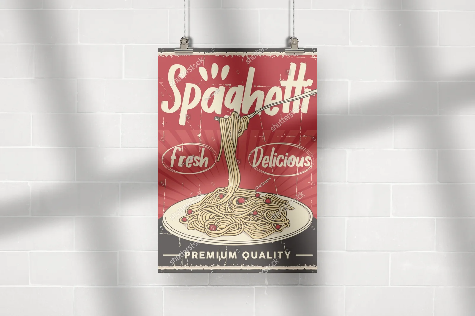 Retro urok włoskiego spaghetti w kuchennym stylu