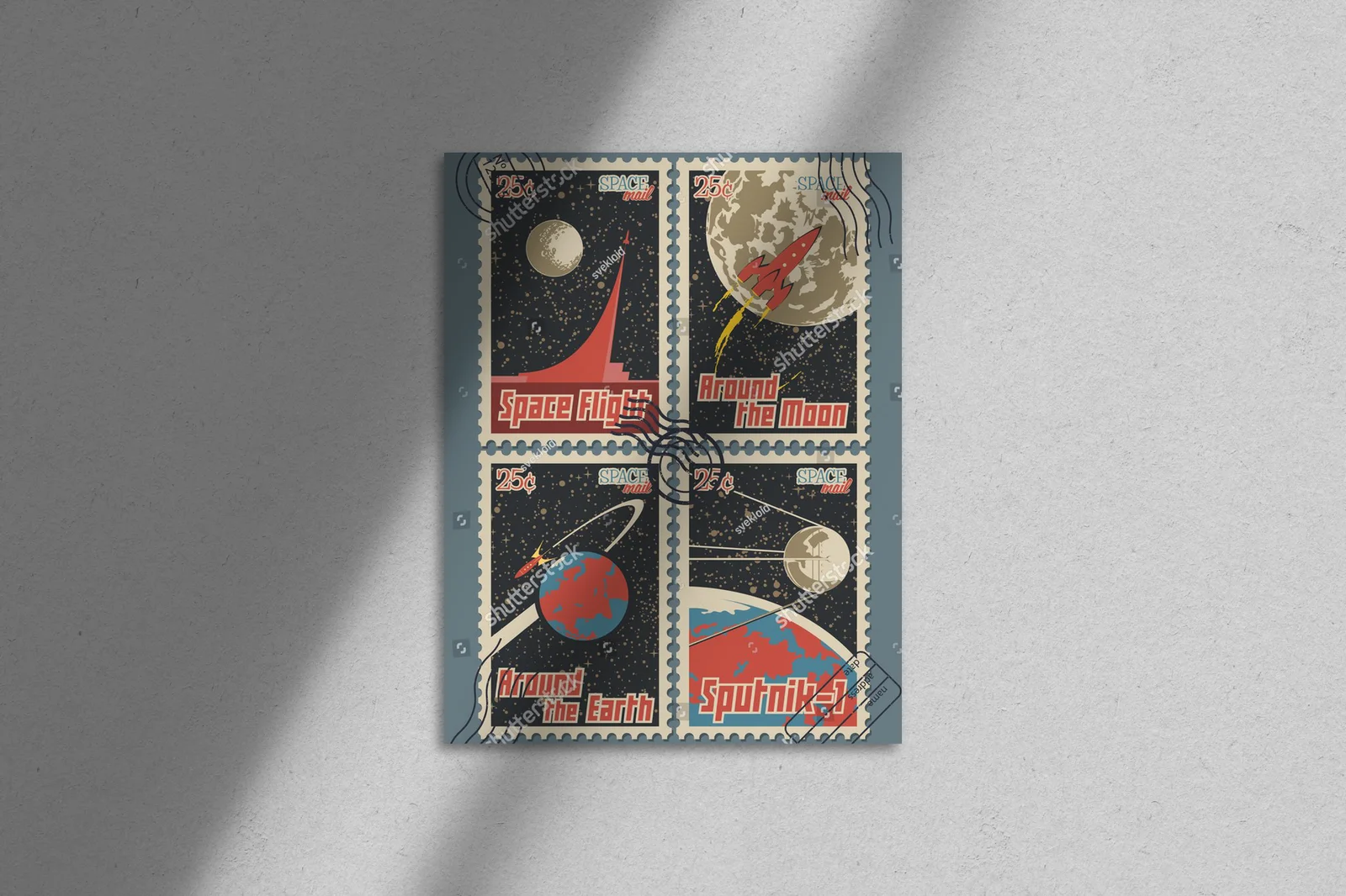 Z retro-futurystycznymi znaczkami w kosmos