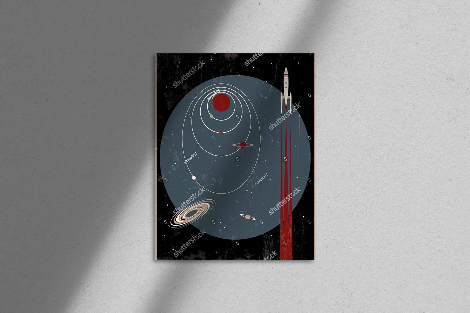 Retro futurystyczna ilustracja w stylu mid-century