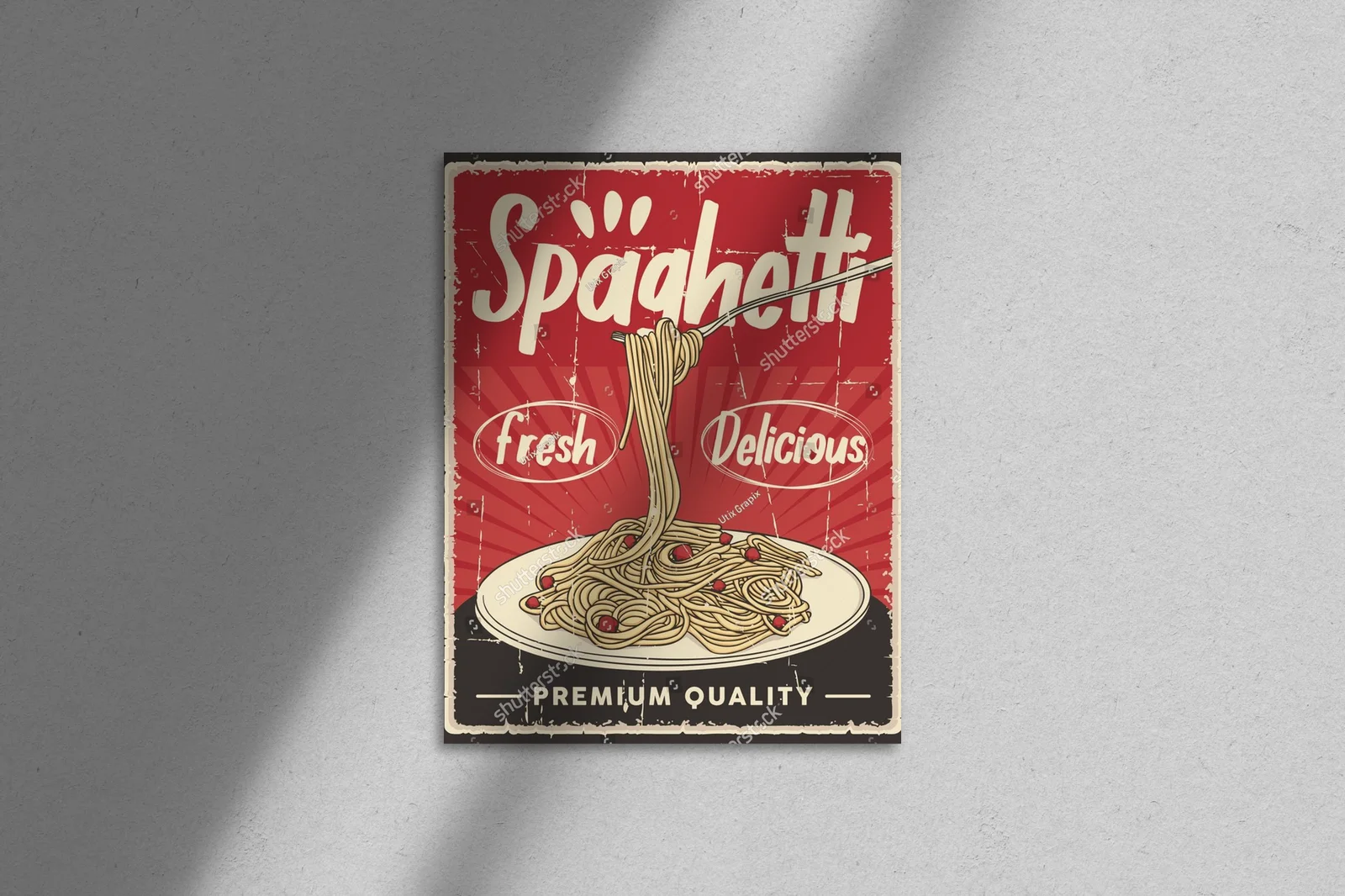 Retro urok włoskiego spaghetti w kuchennym stylu