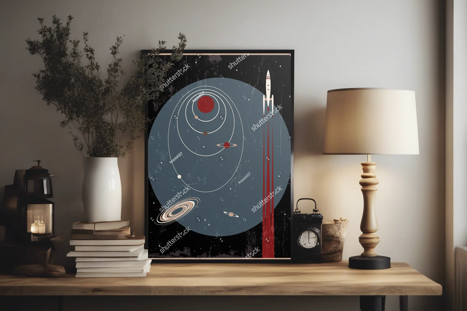 Retro futurystyczna ilustracja w stylu mid-century