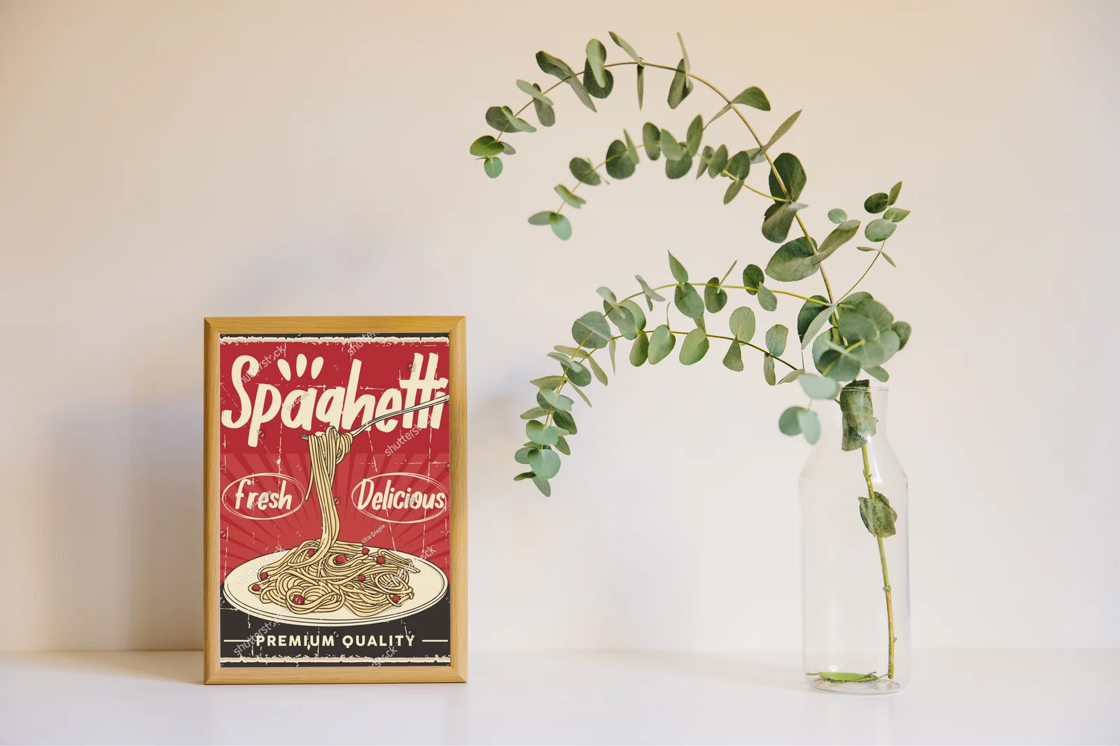 Retro urok włoskiego spaghetti w kuchennym stylu