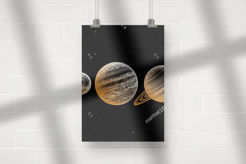 Wyprawa w Kosmos: Elegancja Planet w Czarnej Aranżacji