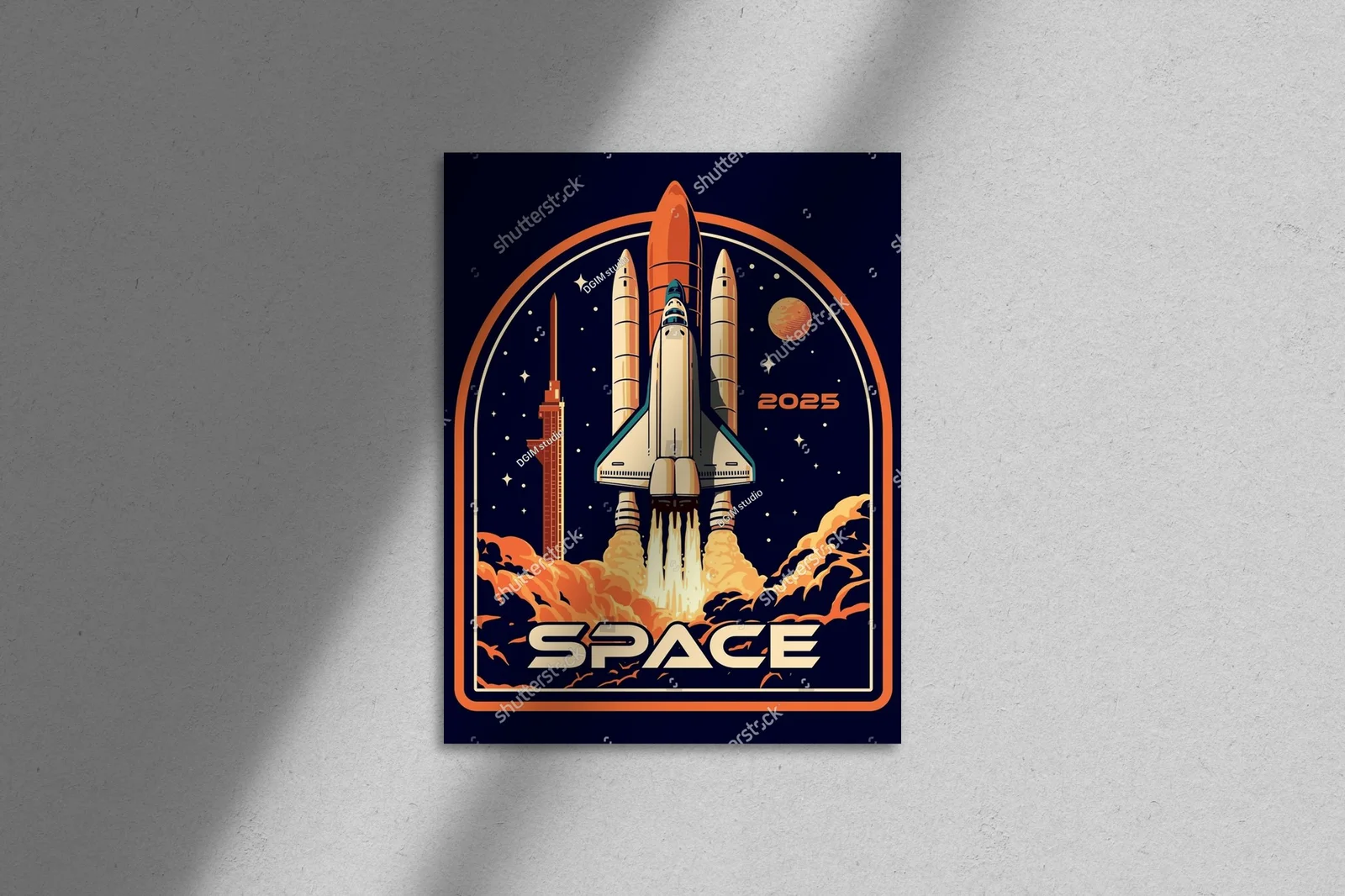 Kolorowa retro emblema o kosmicznych marzeniach