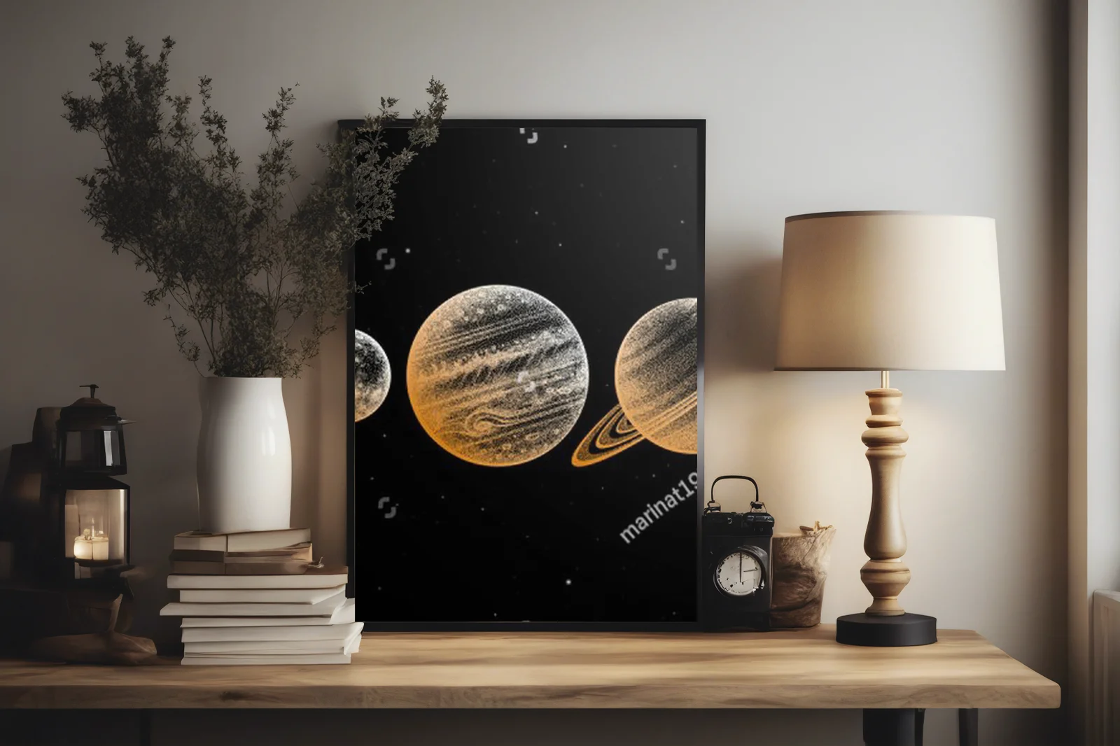 Wyprawa w Kosmos: Elegancja Planet w Czarnej Aranżacji