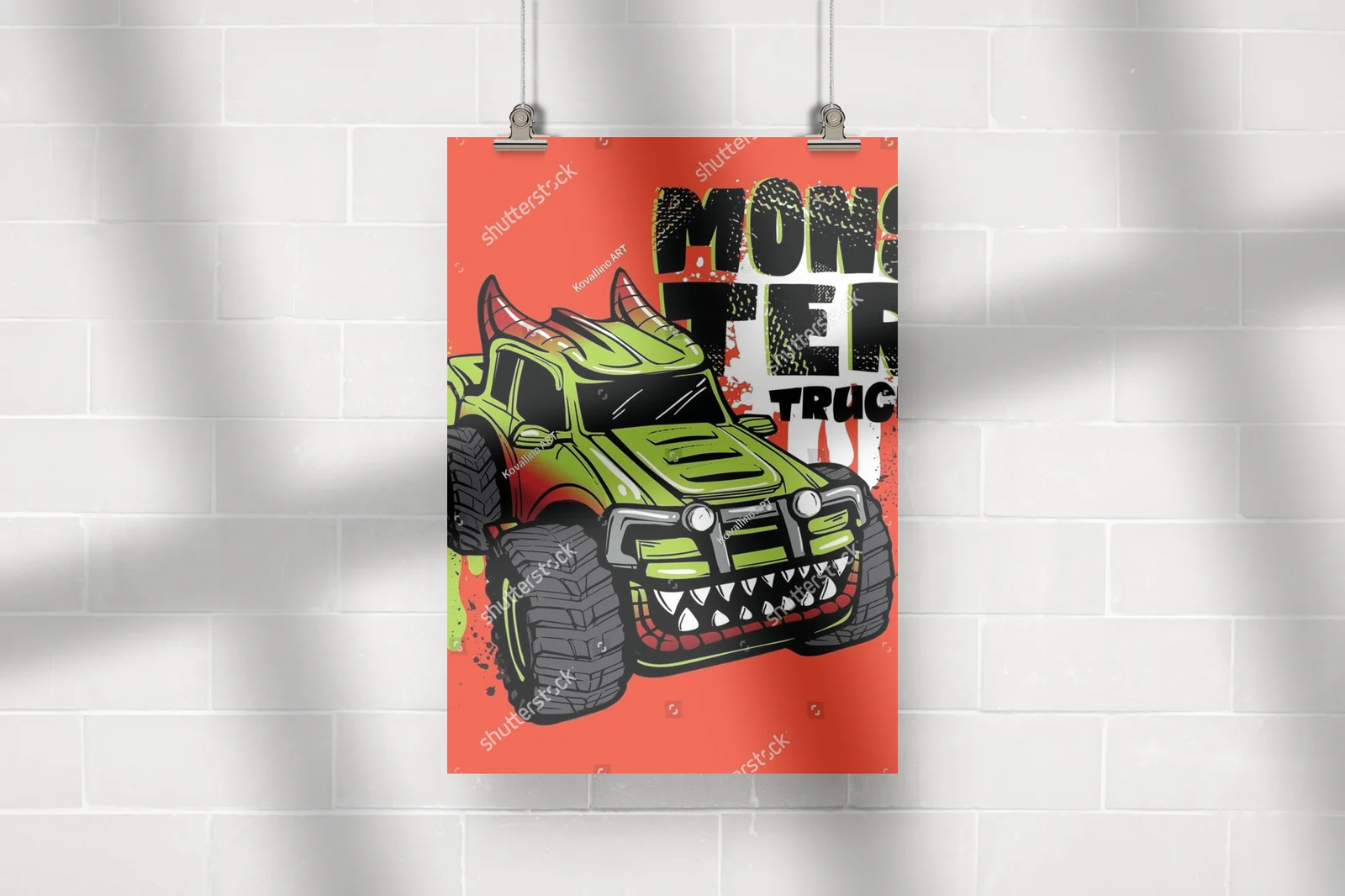 Futurystyczne monster trucki w ogniście czerwonych odcieniach