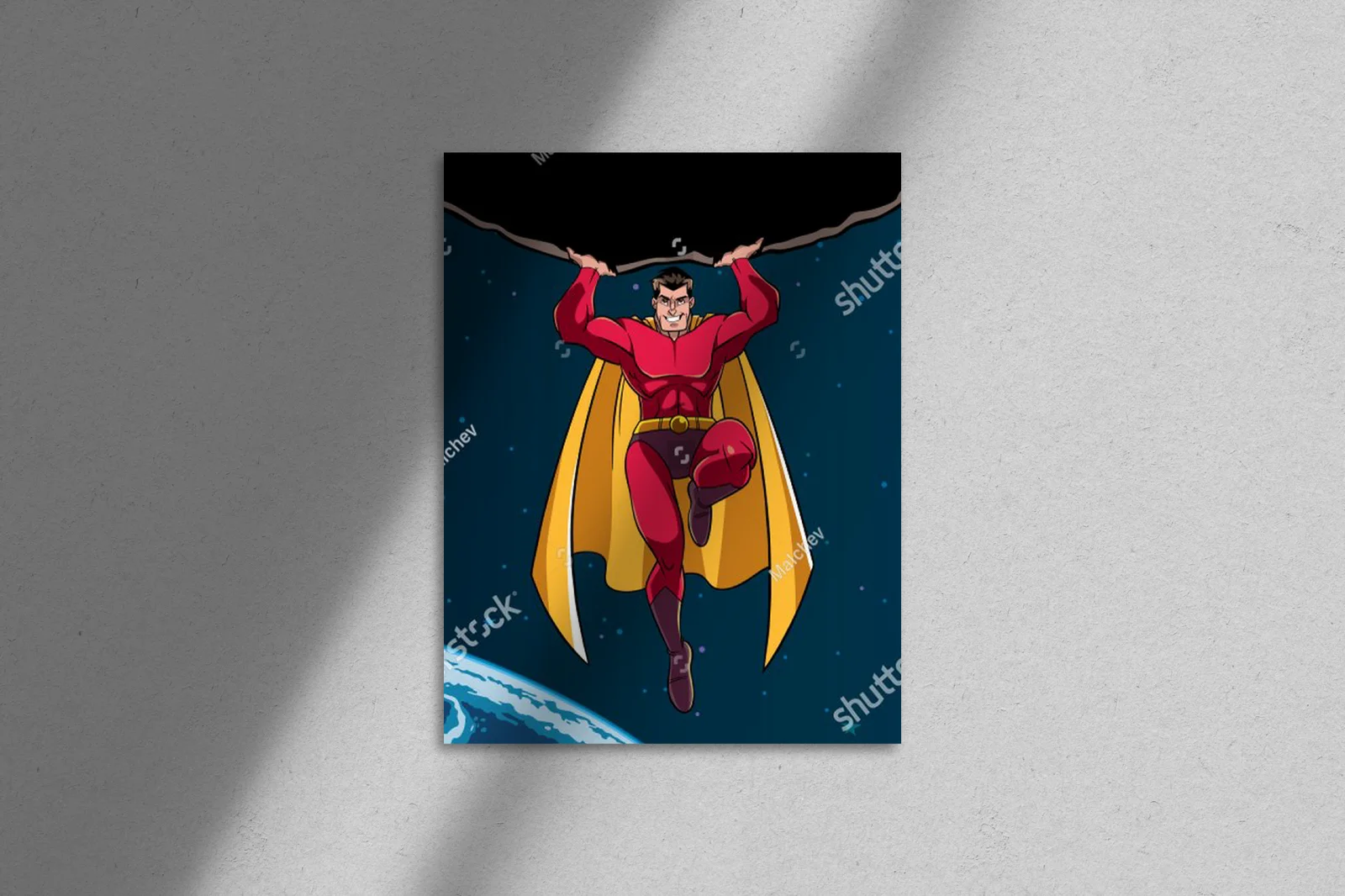Superbohater w akcji w odcieniach nocnego nieba