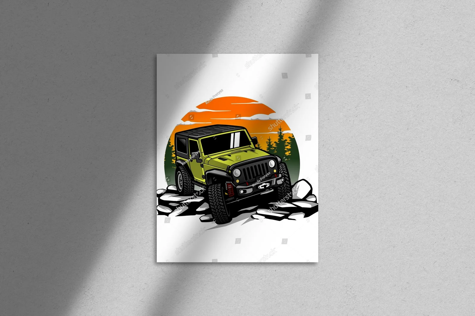 Zielony offroadowy samochód w leśnym krajobrazie